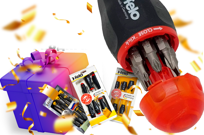 Купи снегоуборщик и получи отвертку Felo в подарок! Купи снегоуборщик и получи отвертку Felo в подарок!