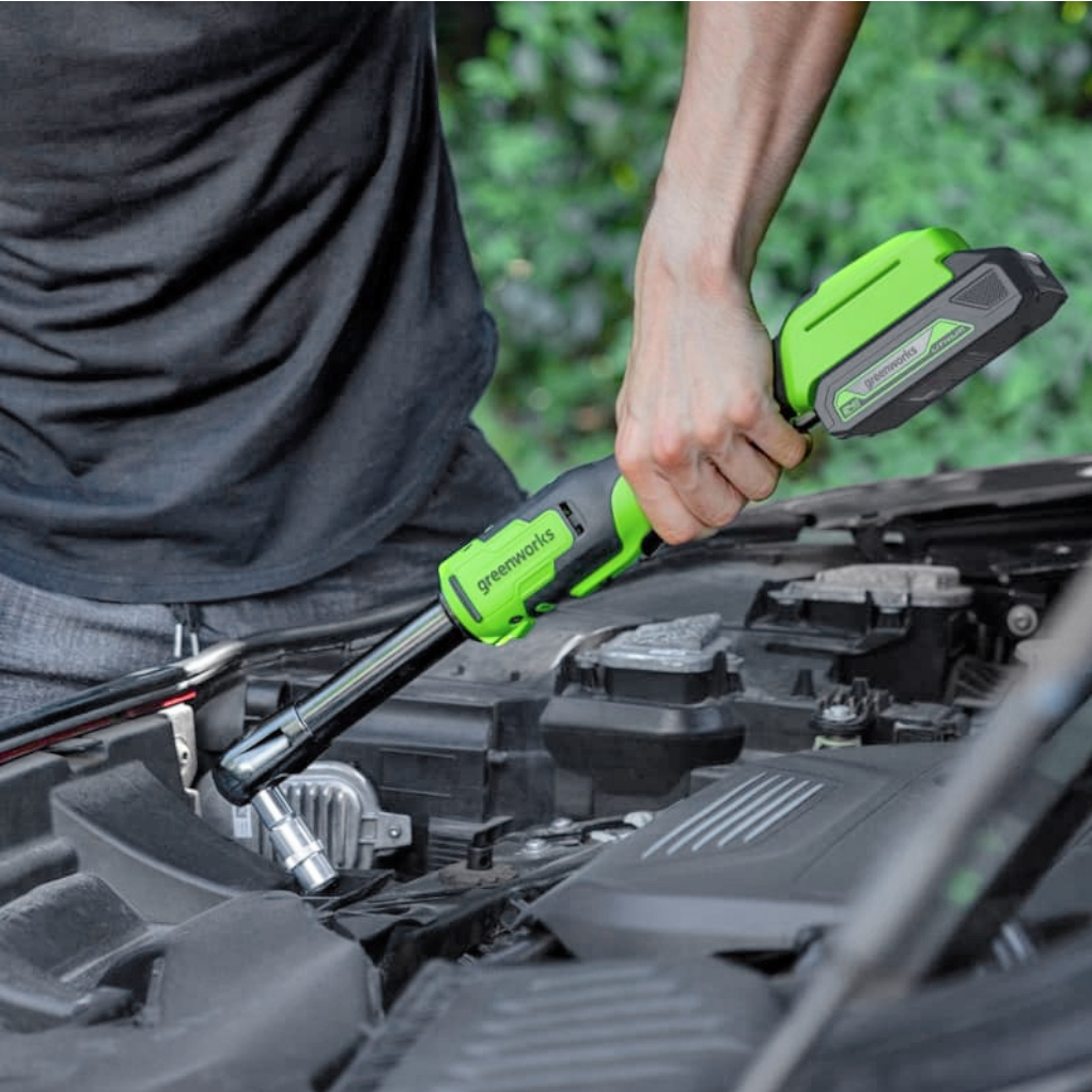 Гайковерт-трещотка удлиненная Greenworks GD24RWX 24V 3804207 (1/2") бесщеточная аккумуляторная — детальное фото