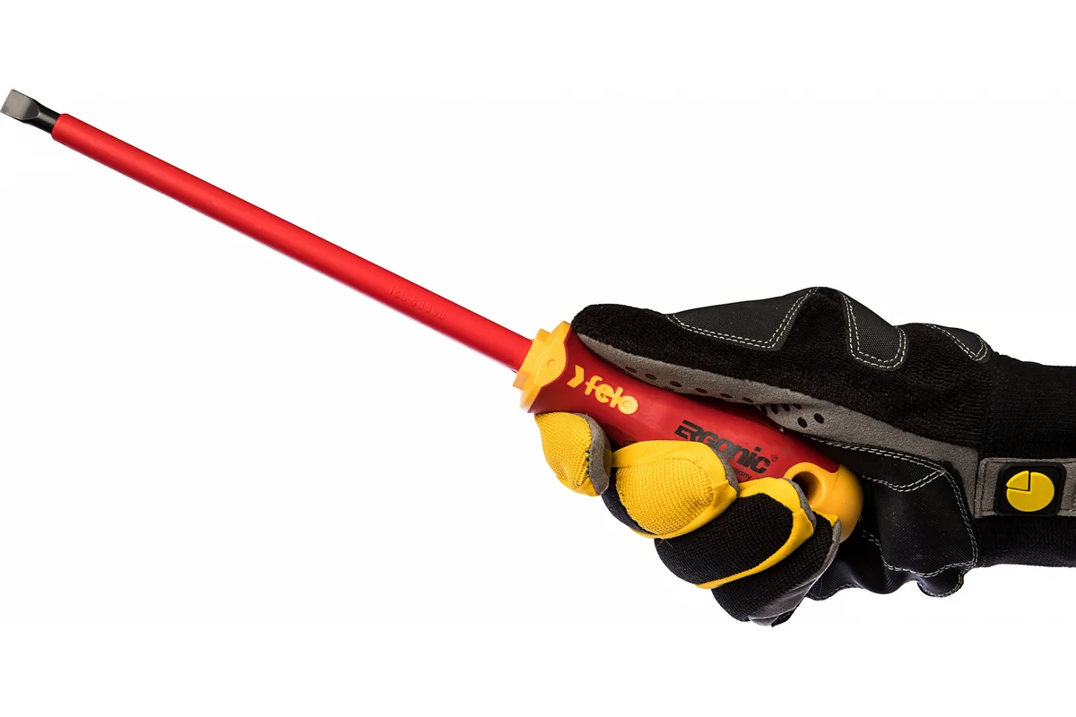 Диэлектрическая отвертка Felo Ergonic 8,0х1,2х175 плоская шлицевая 41308090 — детальное фото