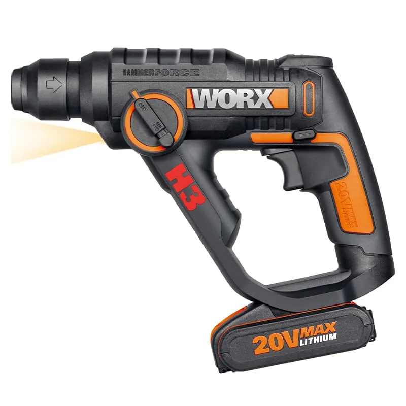 Перфоратор WORX WX390 H3 20V 1,2Дж аккумуляторный — детальное фото