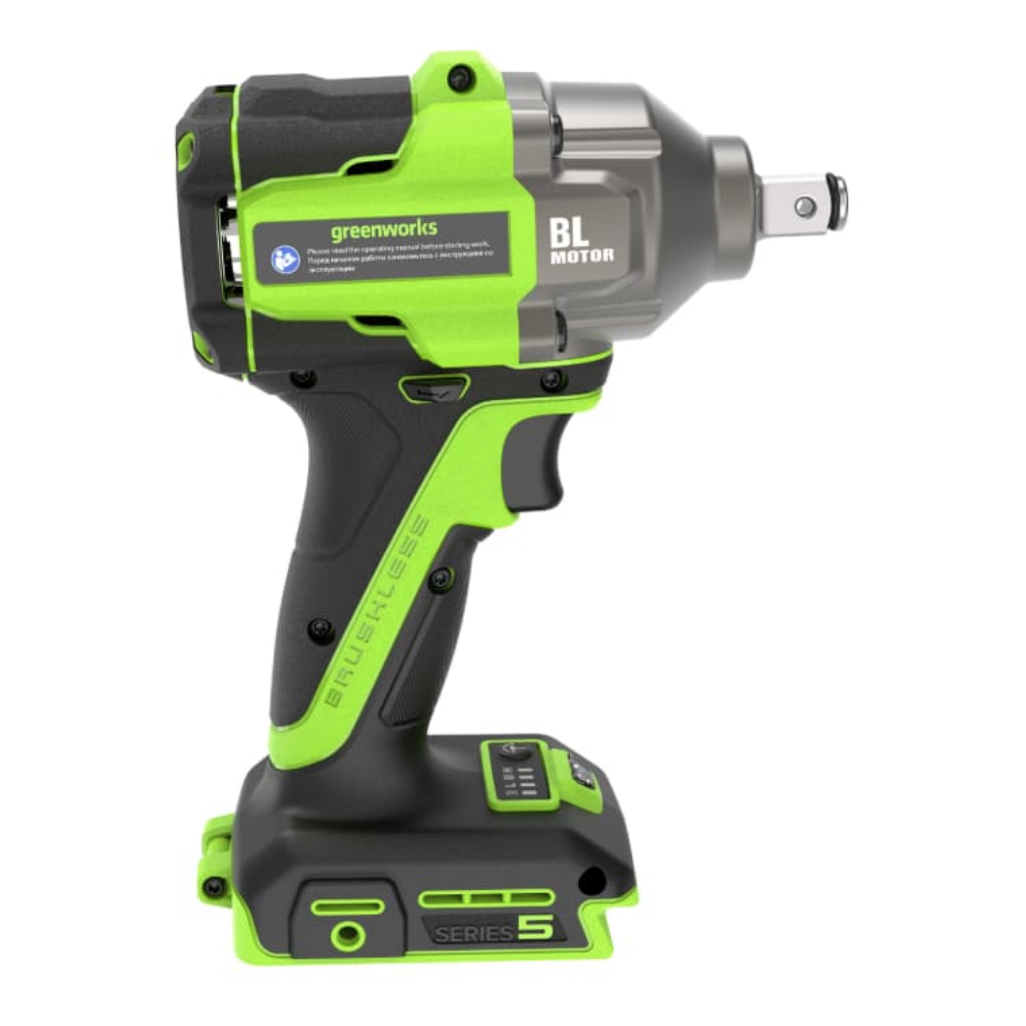 Гайковёрт ударный аккумуляторный Greenworks 24V 500Нм IW5500 3805007, бесщёточный — детальное фото