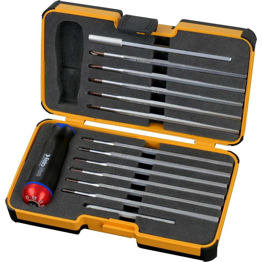 Динамометрическая отвертка Felo Серия Nm 1,5-3,0 с набором насадок 12 шт в кейсе plus/minus 10099716 — детальное фото