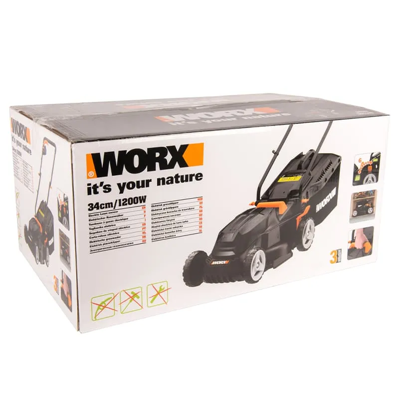 Газонокосилка WORX WG713E 1200Вт 34см электрическая — детальное фото