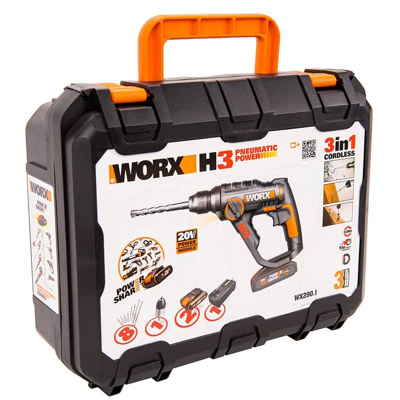 Перфоратор WORX WX390 H3 20V 1,2Дж аккумуляторный — детальное фото