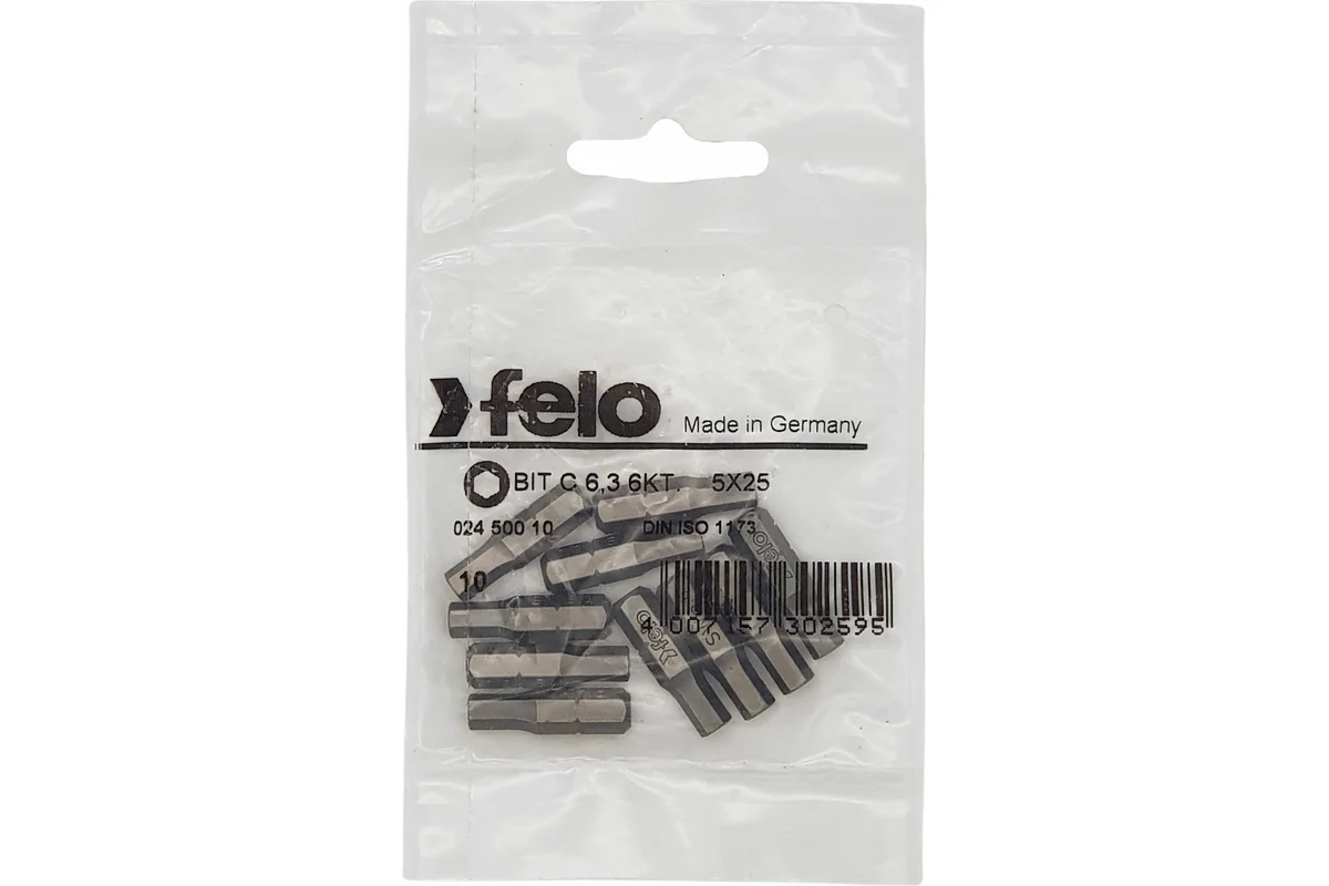Бита шестигранная Industrial (10 шт; HEX5; 25 мм) Felo 02450010 — детальное фото