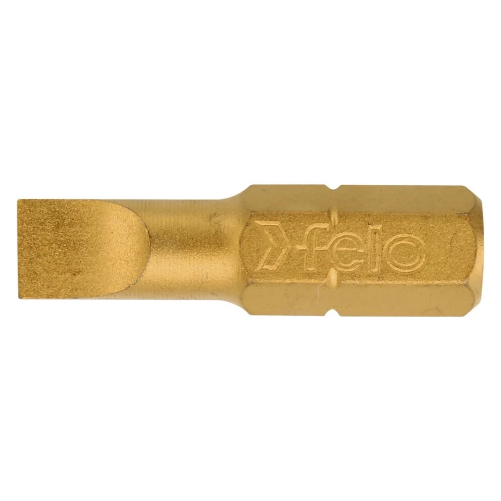 Бита плоская шлицевая с покрытием TiN 5,0х0,8х25 мм, 10 шт. Felo 02050070 — детальное фото