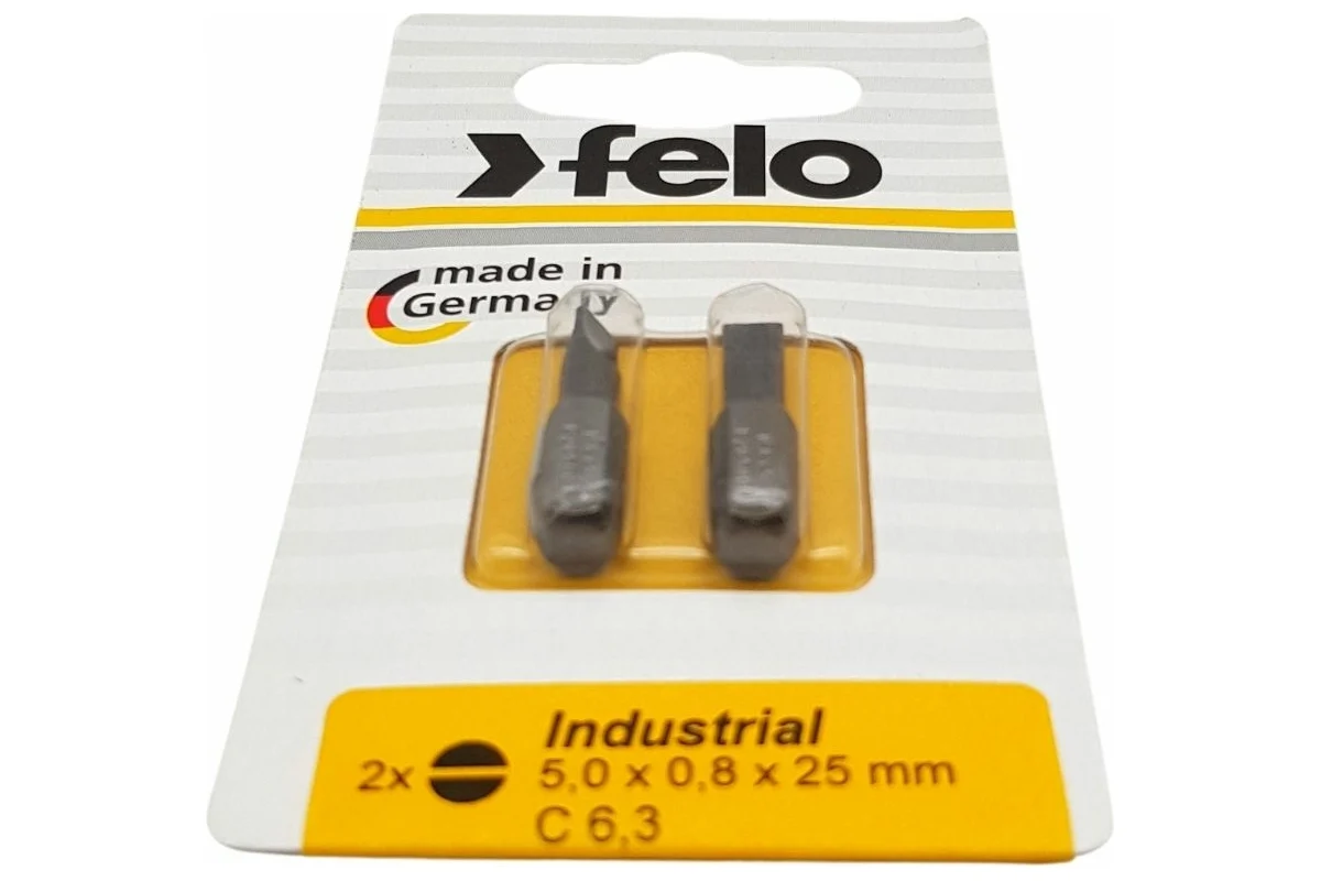 Бита плоская шлицевая в блистере Industrial (2 шт; SL5x0.8x25 мм) Felo 02050036 — детальное фото