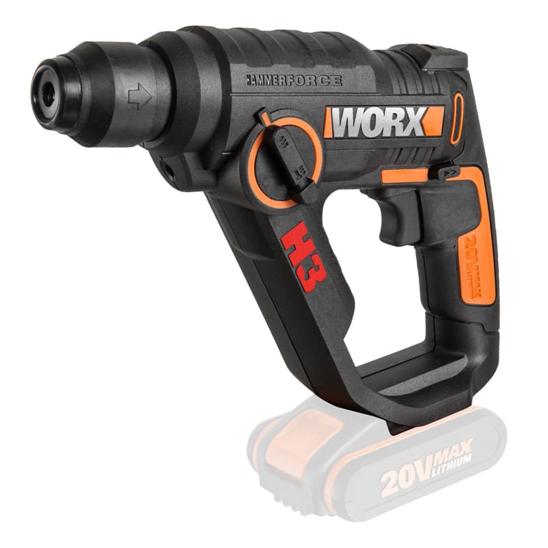Перфоратор WORX WX390.1 H3 20V 1,2Дж аккумуляторный, с 2хАКБ на 4 А*ч и ЗУ в кейсе