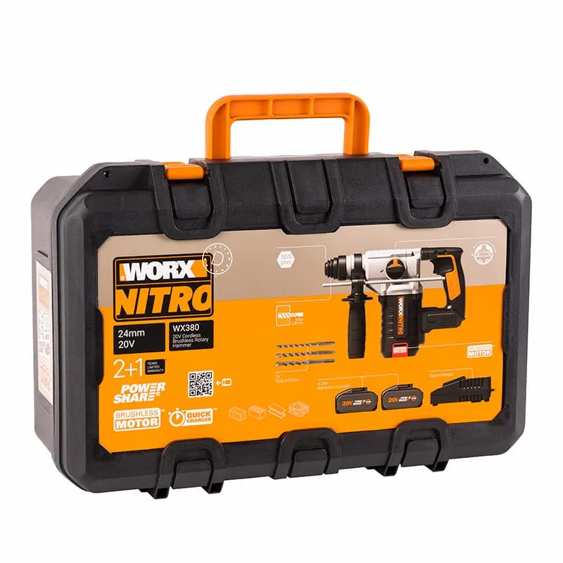 Перфоратор WORX WX380 20V 2,2 Дж бесщеточный аккумуляторный — детальное фото